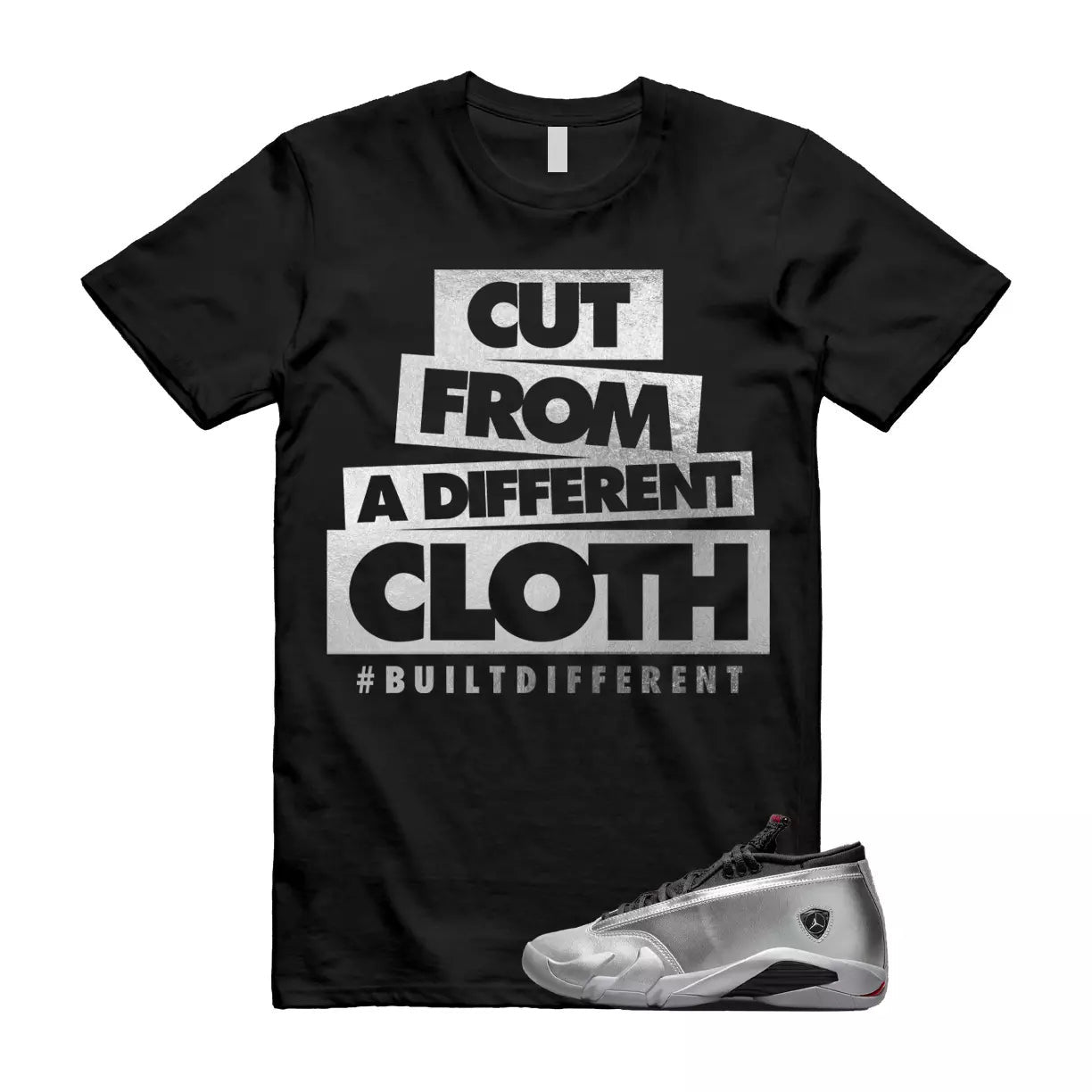 CLOTH T Shirt to match Air Jordan 14 Low WMNS Metallic Silver Fire Red Wolf Grey T-Shirt, Sneaker Match Tee