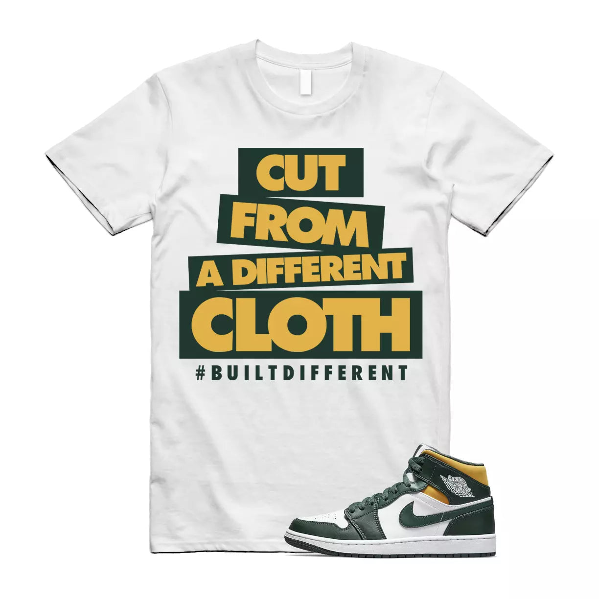 CLOTH Shirt to match Jordan 1 Mid Sonic GS Dark Green Yellow Seattle Pine Noble T-Shirt, Sneaker Match Tee