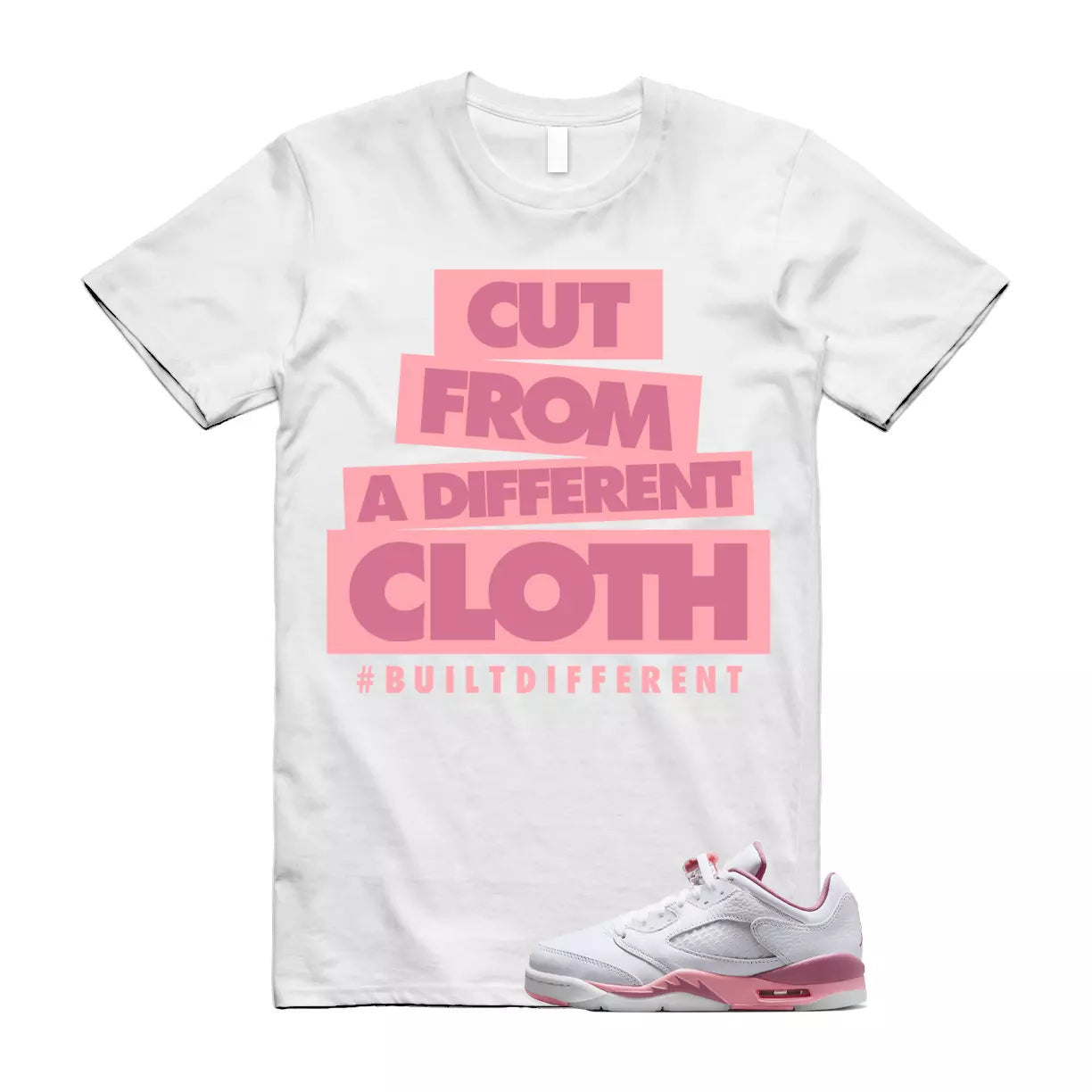CLOTH T Shirt to match Air Jordan 5 Low GS Desert Berry White Coral Chalk Black T-Shirt, Sneaker Match Tee