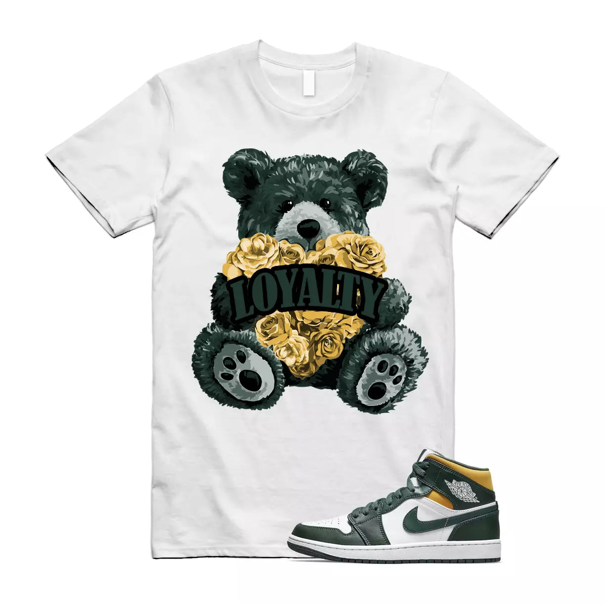 LYLTY Shirt to match Jordan 1 Mid Sonic GS Dark Green Yellow Seattle Pine Noble T-Shirt, Sneaker Match Tee