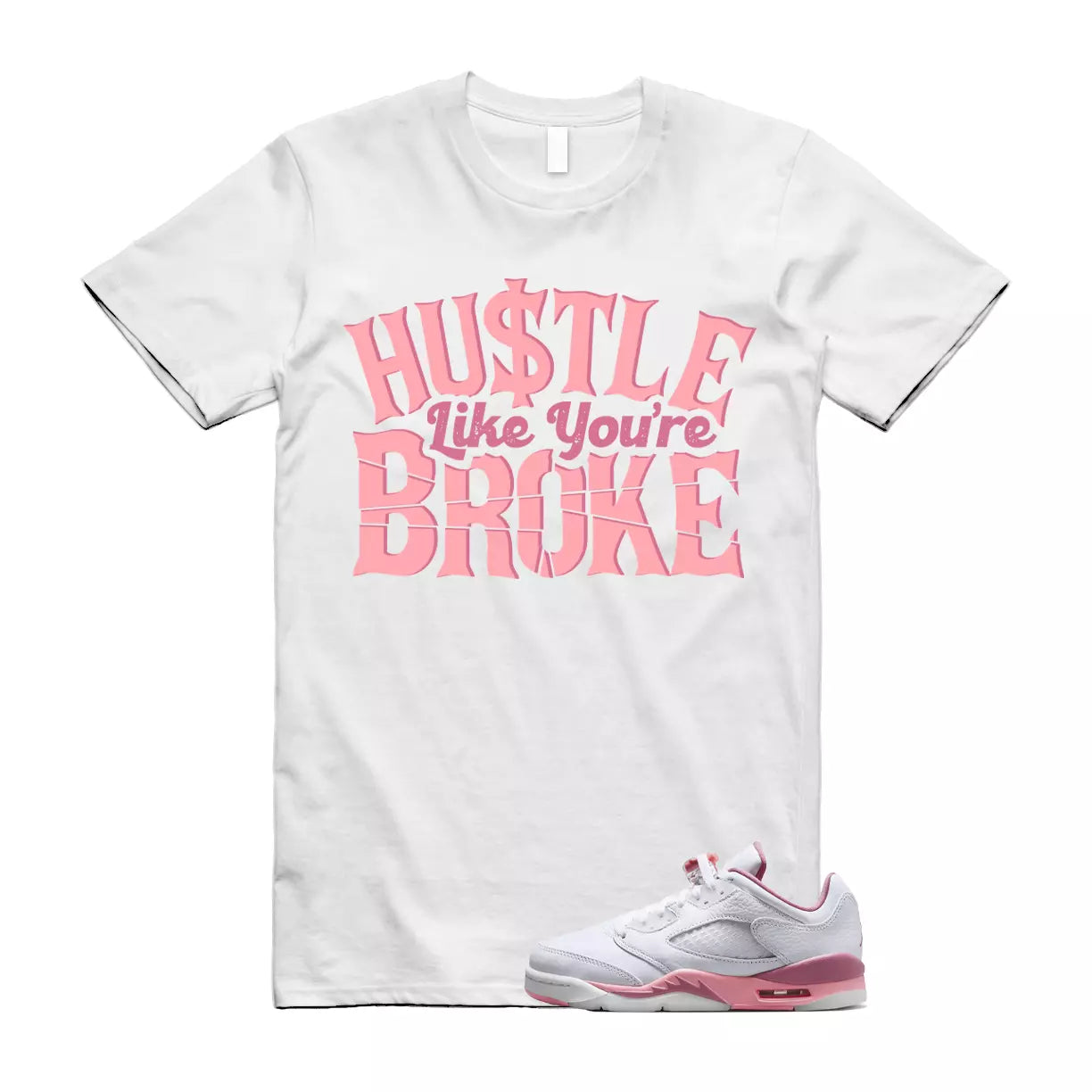 BROKE T Shirt to match Air Jordan 5 Low GS Desert Berry White Coral Chalk Black T-Shirt, Sneaker Match Tee