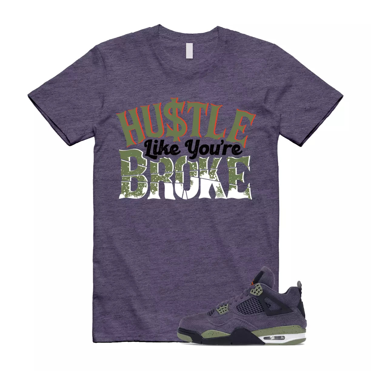 BROKE T Shirt to match Jordan 4 Canyon Purple Anthracite Alligator Skunk Orange T-Shirt, Sneaker Match Tee