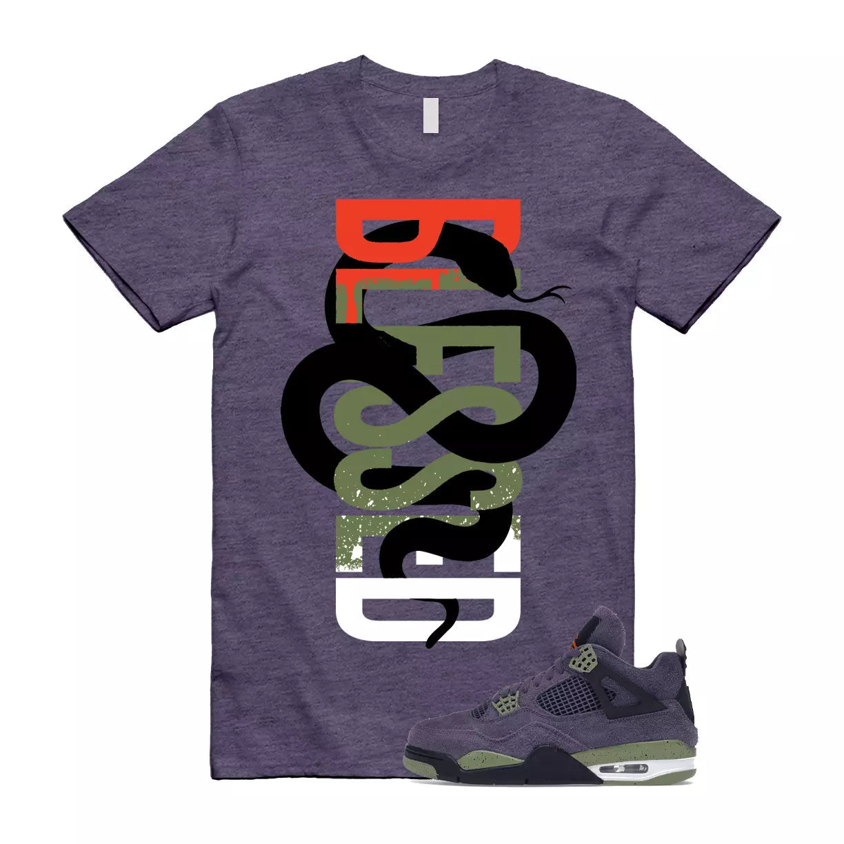 SNAKEB T Shirt to match Jordan 4 Canyon Purple Anthracite Alligator Skunk Orange T-Shirt, Sneaker Match Tee