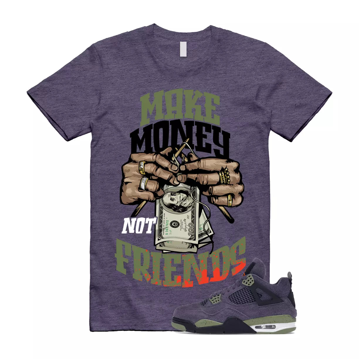 MM T Shirt to match Jordan 4 Canyon Purple Anthracite Alligator Skunk Orange T-Shirt, Sneaker Match Tee