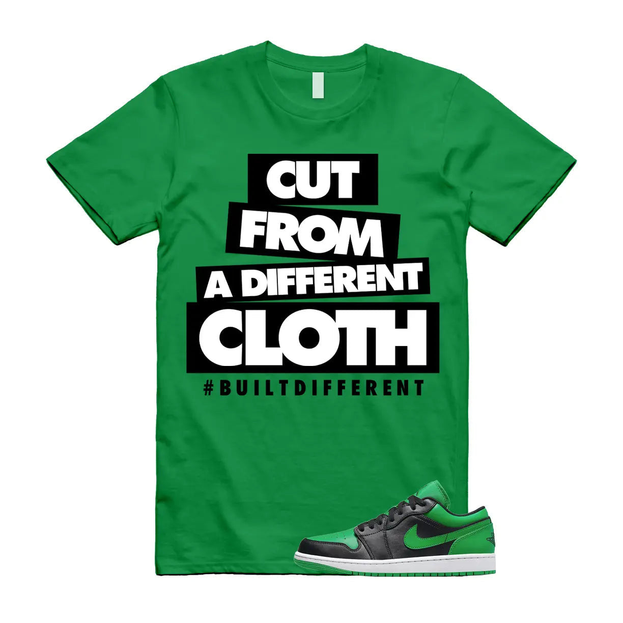 CLOTH T Shirt to match Air Jordan 1 Low Lucky Green Black White T-Shirt, Sneaker Match Tee