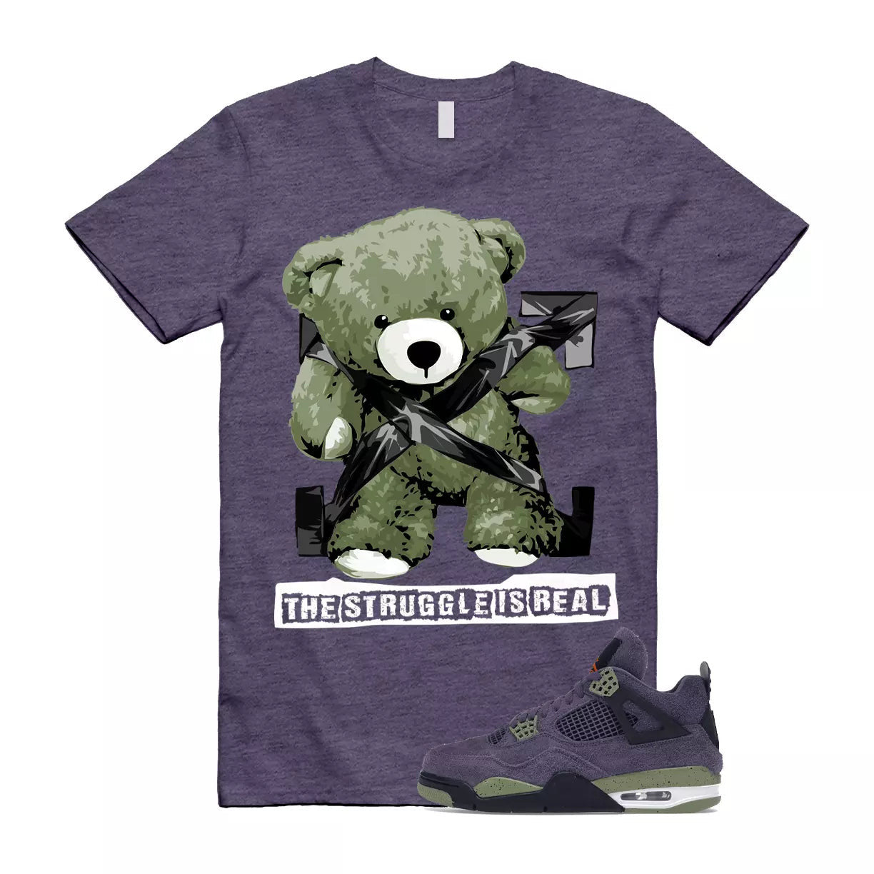 The Struggle is Real T-Shirt to match Jordan 4 Canyon Purple Anthracite Alligator Skunk Orange T-Shirt, Sneaker Match Tee