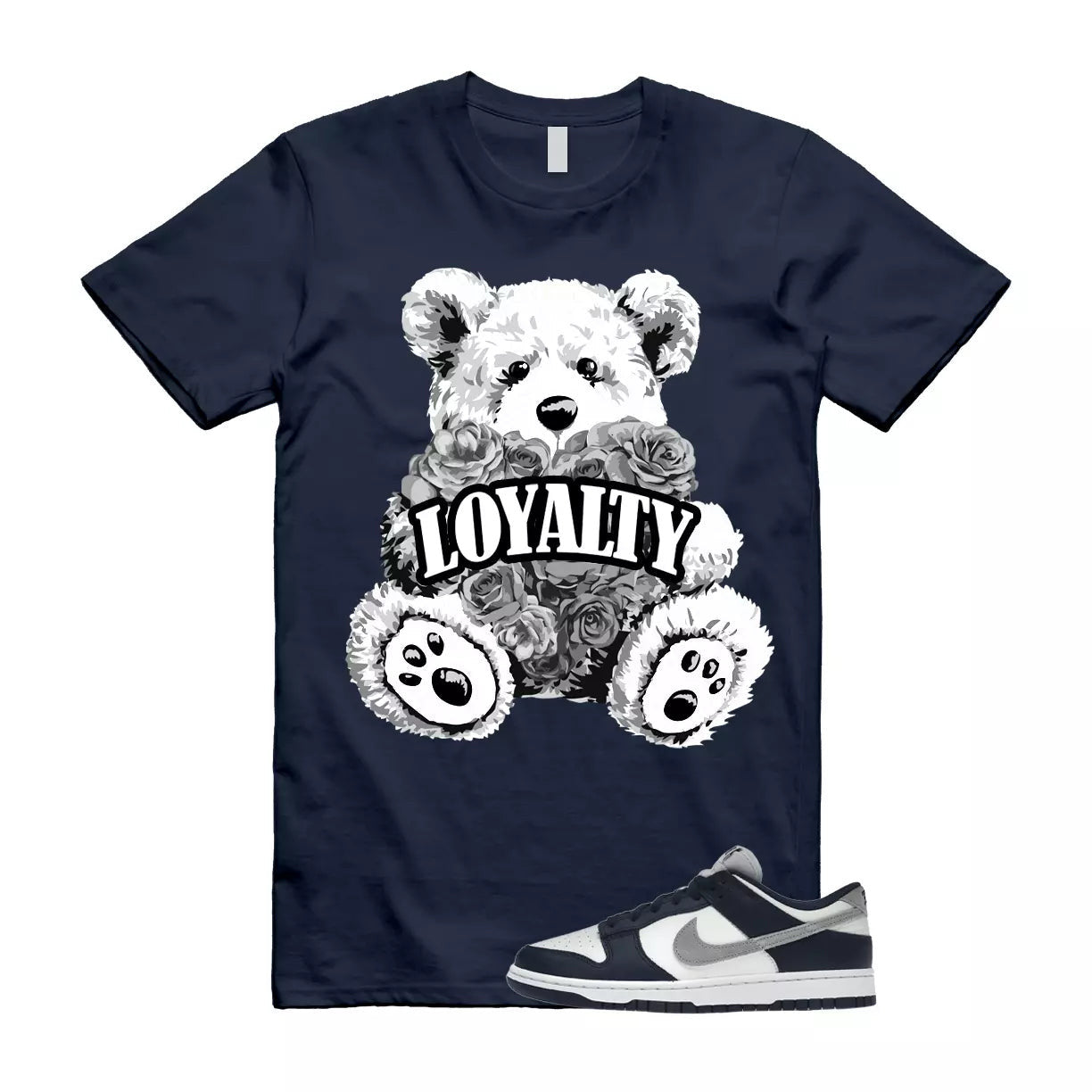 LYLTY T Shirt to match N Dunk Low Midnight Navy Summit White Light Smoke Grey T-Shirt, Sneaker Match Tee