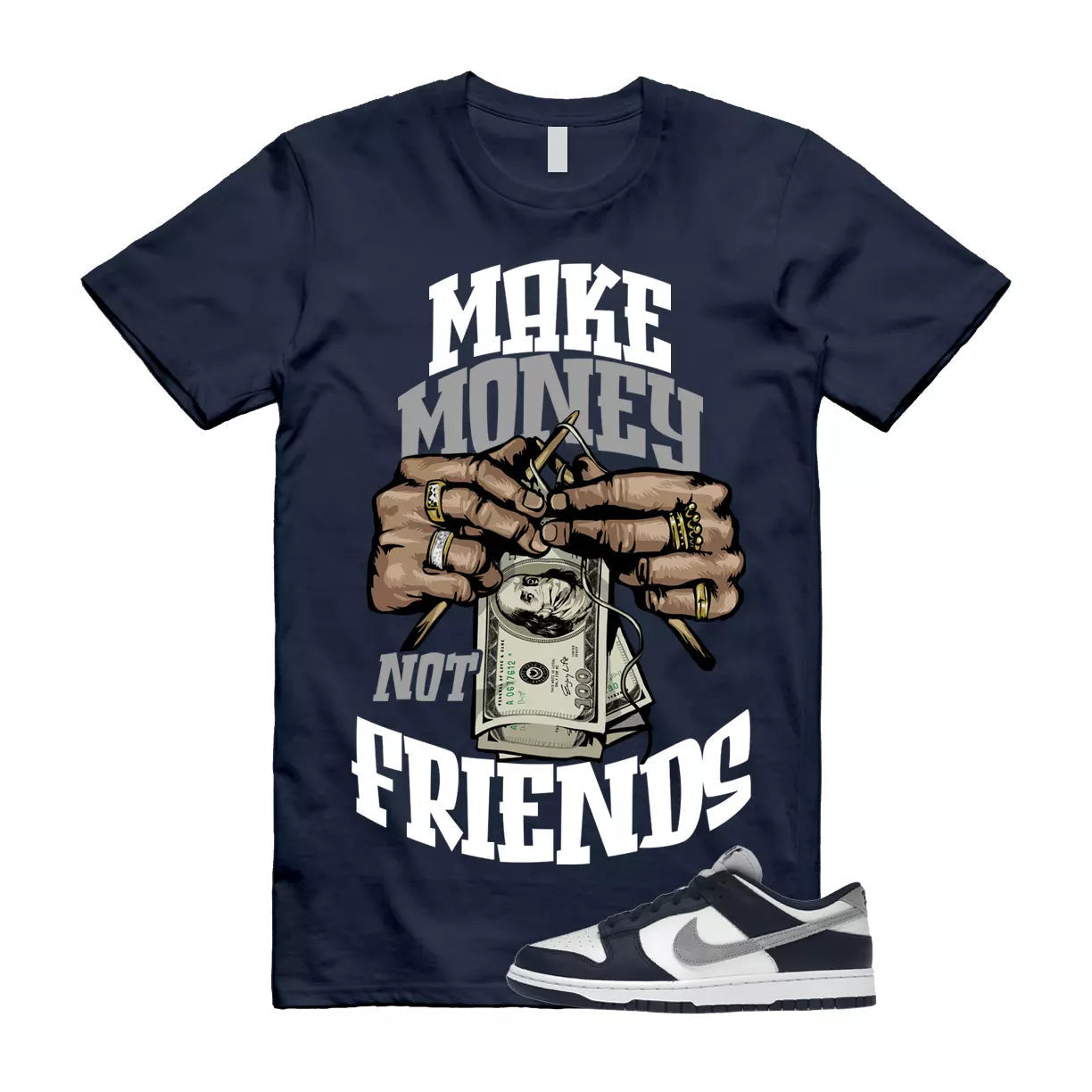 MM T Shirt to match N Dunk Low Midnight Navy Summit White Light Smoke Grey T-Shirt, Sneaker Match Tee