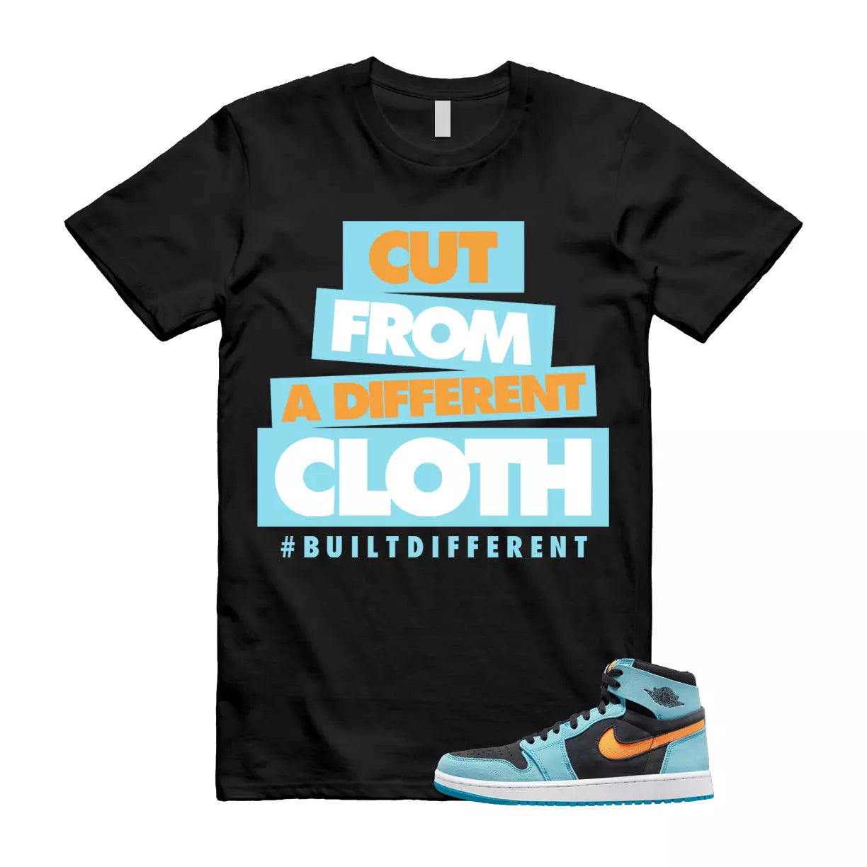 CLOTH Shirt to match Air Jordan 1 High Zoom Comfort 2 Black Teal Bright Citrus T-Shirt, Sneaker Match Tee