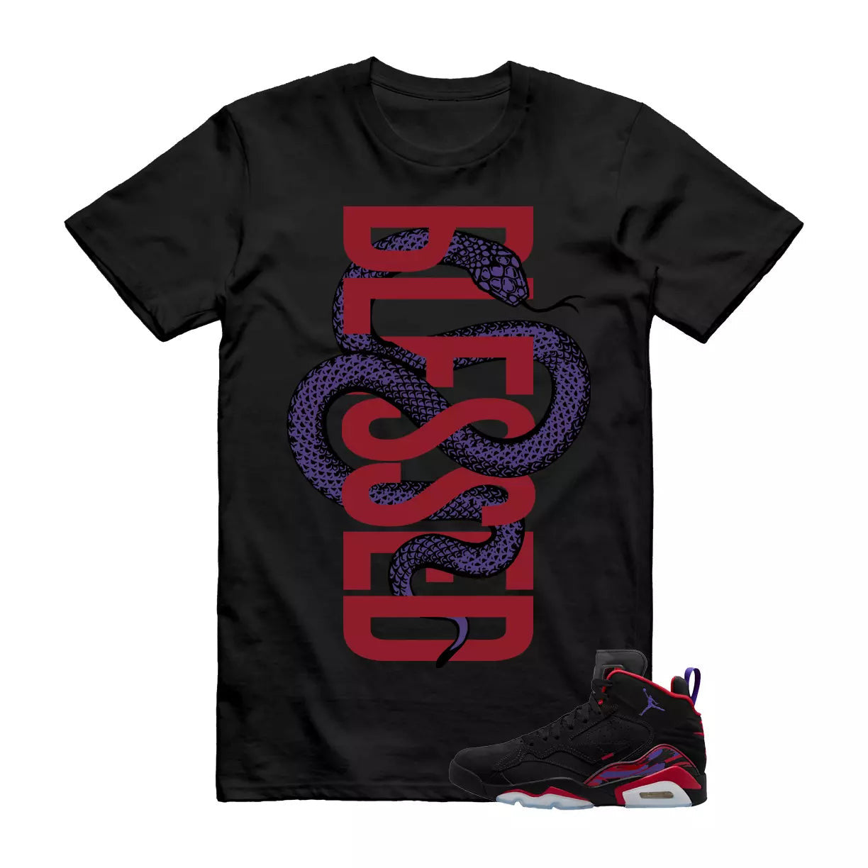 SNAKEB T Shirt to match Jordan MVP Raptors Black Dark Concord Uni Red Anthracite T-Shirt, Sneaker Match Tee