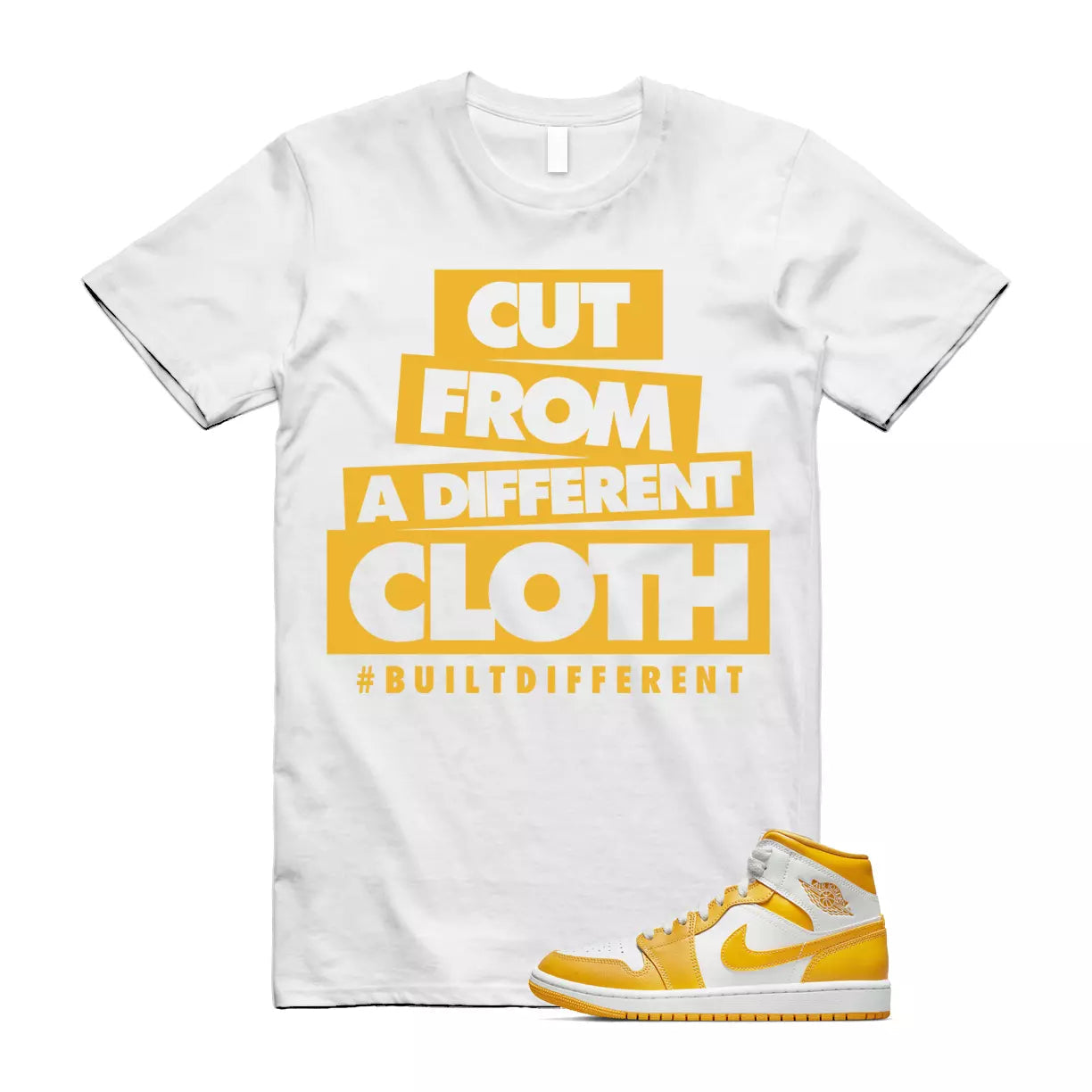 CLOTH T Shirt to match Air Jordan 1 Mid WMNS University Gold White Summer T-Shirt, Sneaker Match Tee