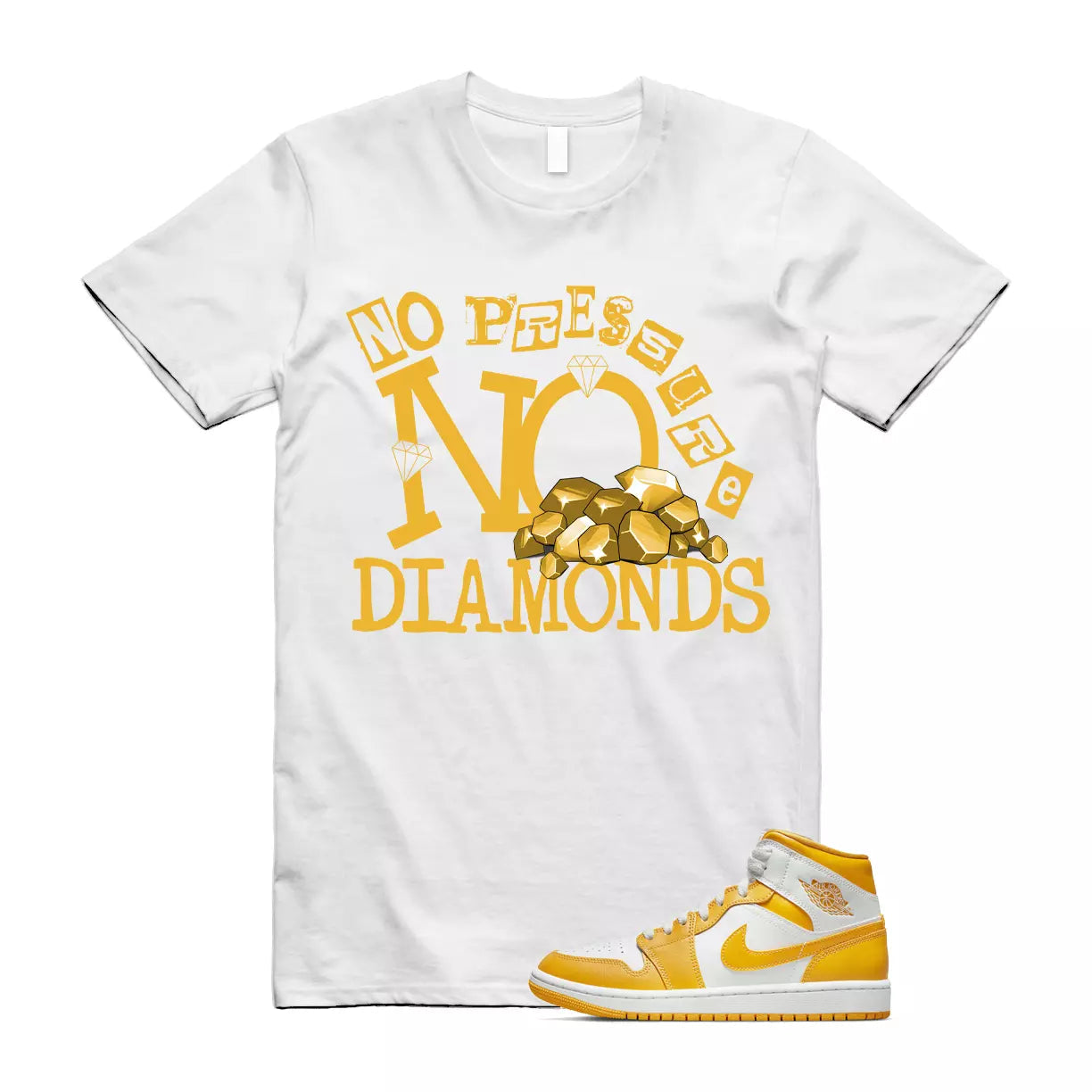DIAMOND T Shirt to match Air Jordan 1 Mid WMNS University Gold White Summer T-Shirt, Sneaker Match Tee