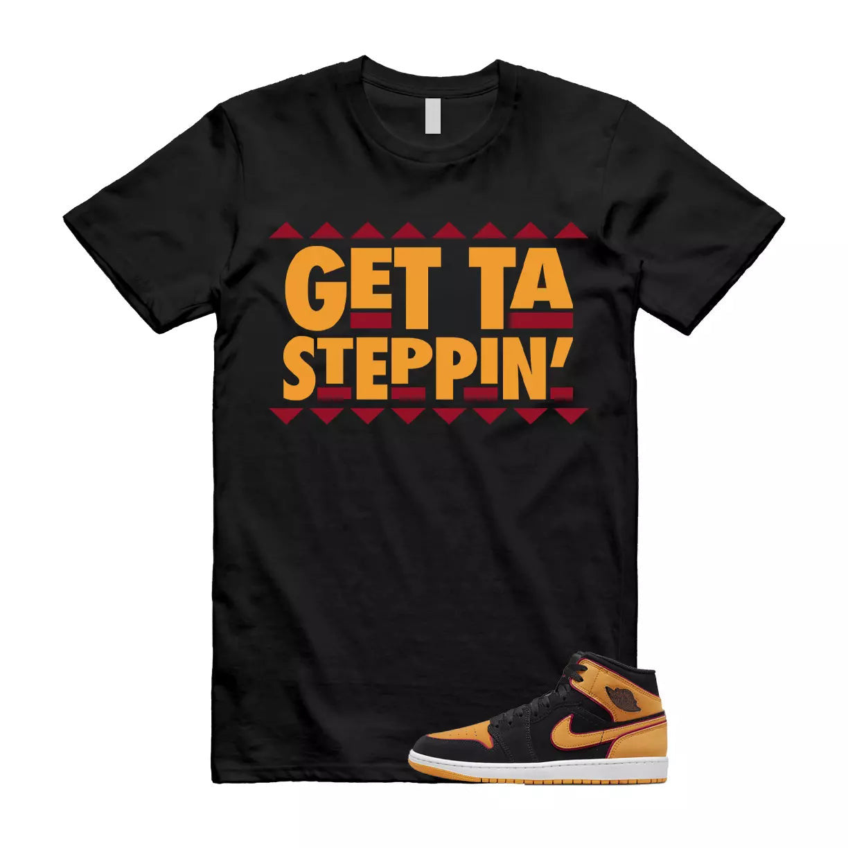 GET T Shirt to match 1 Mid Fat Tongue Black Vivid Orange Cardinal Red T-Shirt, Sneaker Match Tee