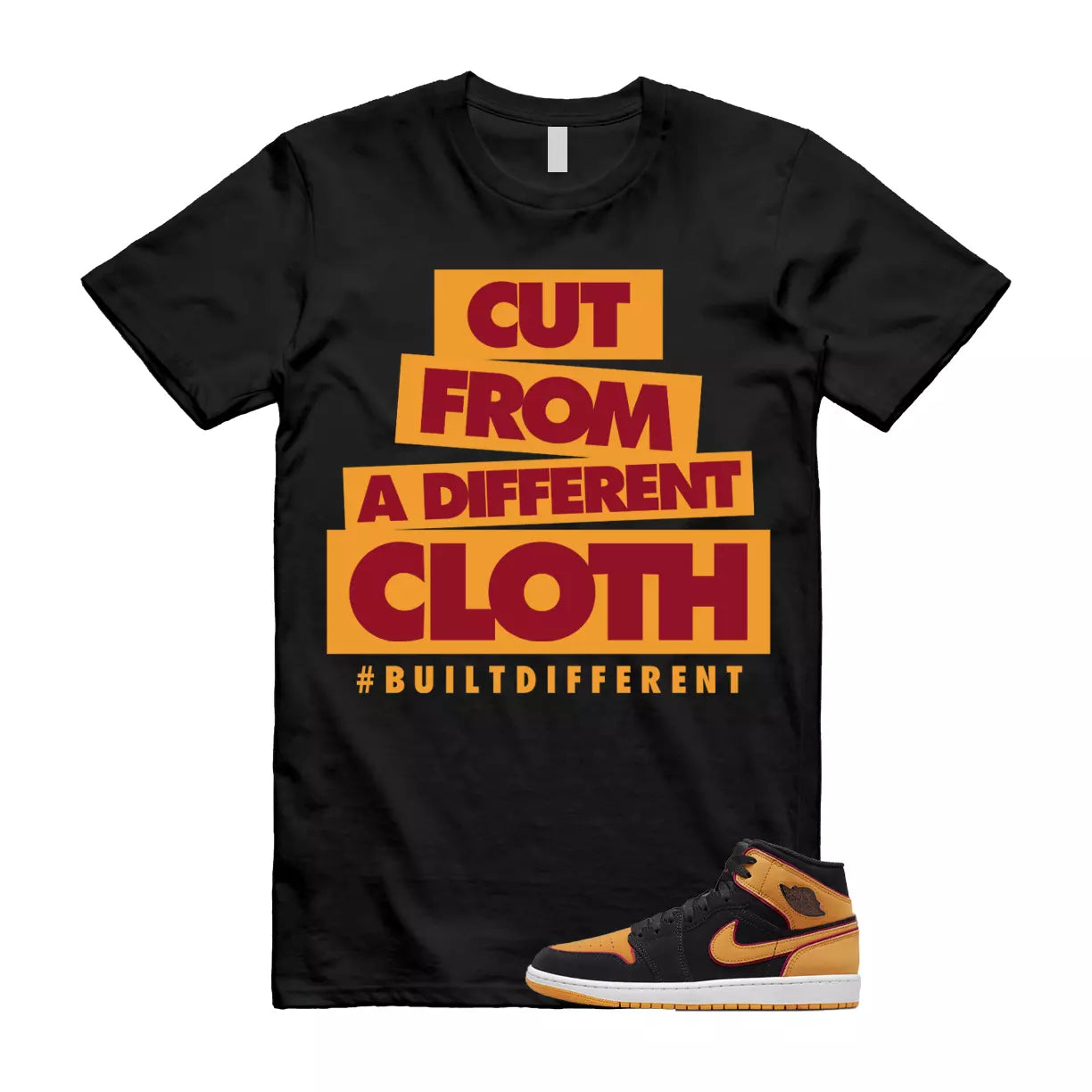 CLOTH T Shirt to match 1 Mid Fat Tongue Black Vivid Orange Cardinal Red T-Shirt, Sneaker Match Tee