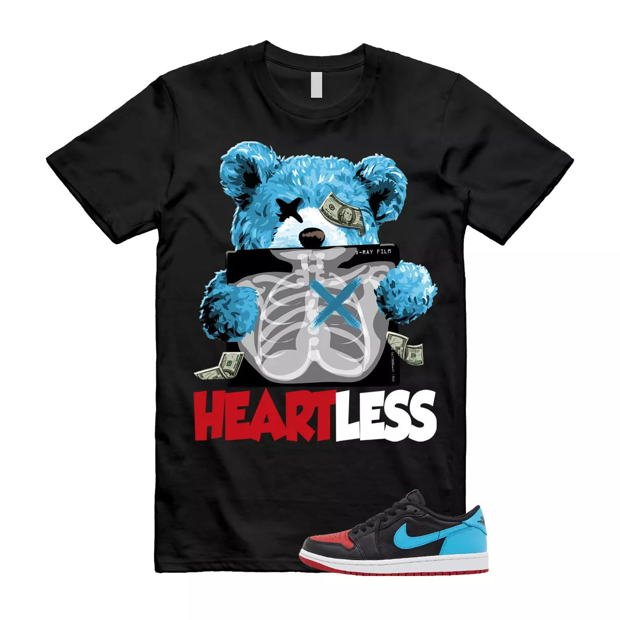 HEART T Shirt to match WMNS Air 1 'nc to chi' Retro Low OG unc Chicago T-Shirt, Sneaker Match Tee