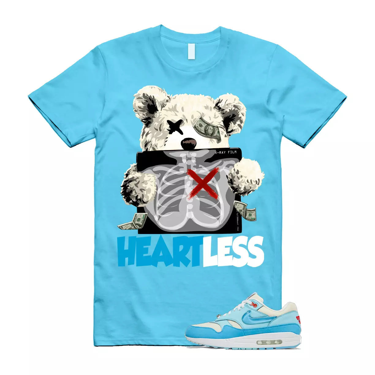 HEART T Shirt to match Air Max 1 Puerto Rico Barely Blue Gale T-Shirt, Sneaker Match Tee