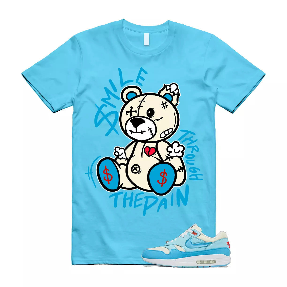 SM2 T Shirt to match Air Max 1 Puerto Rico Barely Blue Gale T-Shirt, Sneaker Match Tee