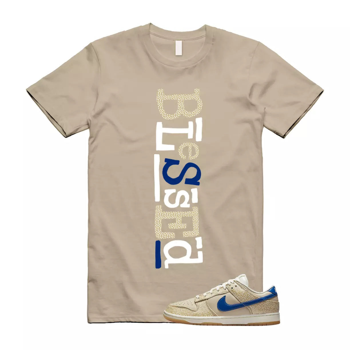 B2 T Shirt to match Dunk Low Montreal Bagel Sesame Blue Jay Sand Sail Gold T-Shirt, Sneaker Match Tee