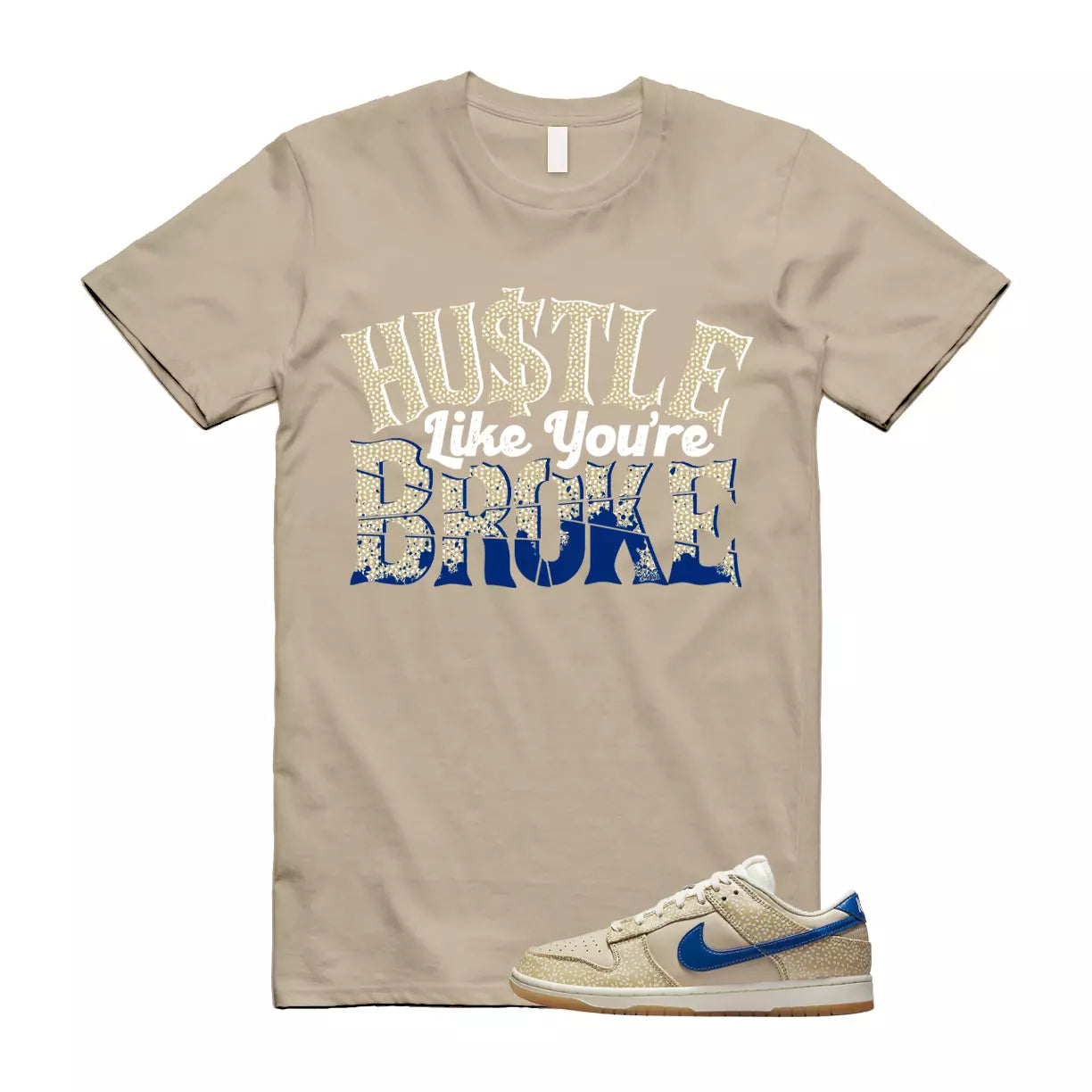 BROKE T Shirt to match Dunk Low Montreal Bagel Sesame Blue Jay Sand Sail Gold T-Shirt, Sneaker Match Tee