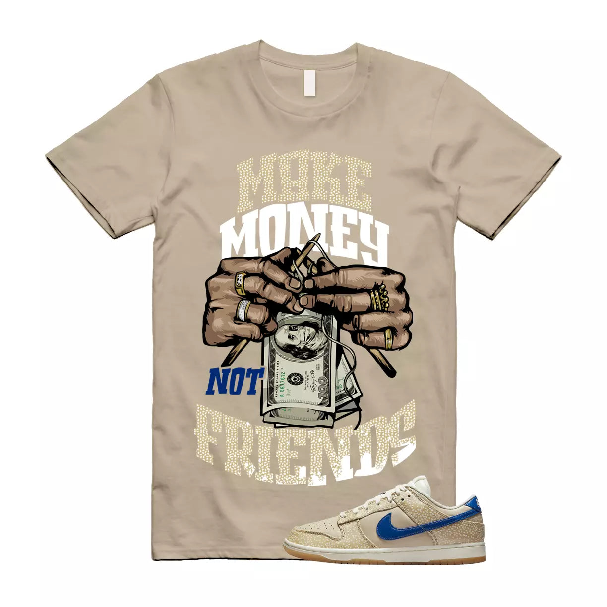 MM T Shirt to match Dunk Low Montreal Bagel Sesame Blue Jay Sand Sail Gold T-Shirt, Sneaker Match Tee