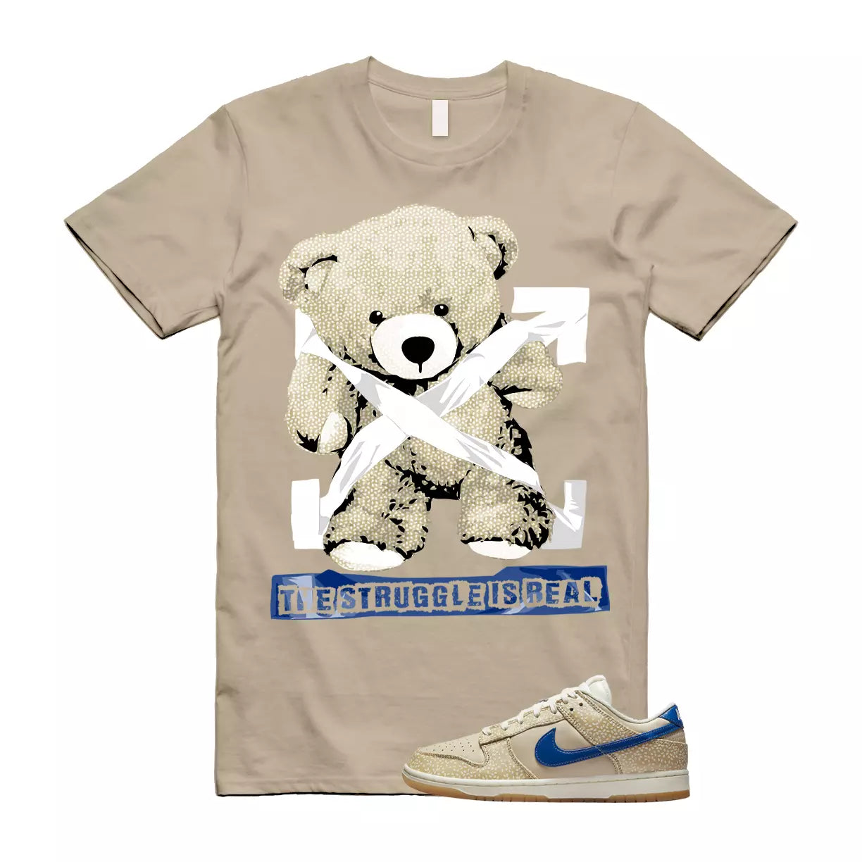The Struggle is Real T-Shirt to match Dunk Low Montreal Bagel Sesame Blue Jay Sand Sail Gold T-Shirt, Sneaker Match Tee