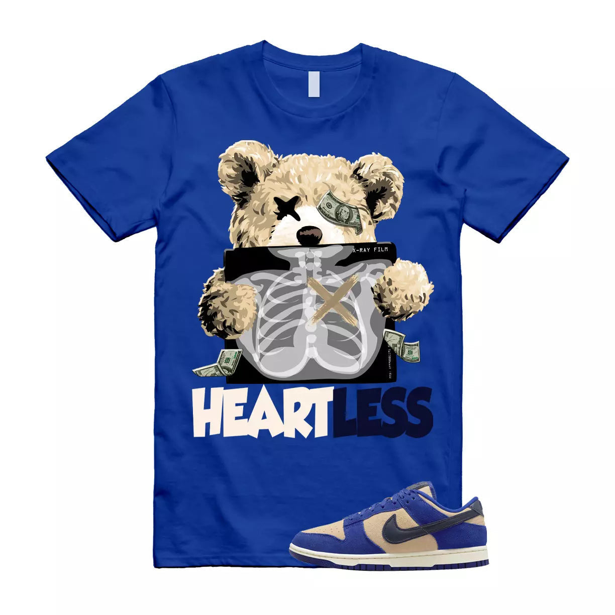 HEART T Shirt to match Dunk Low LX Royal Blue Suede WMNS Midnight Navy Obsidian T-Shirt, Sneaker Match Tee