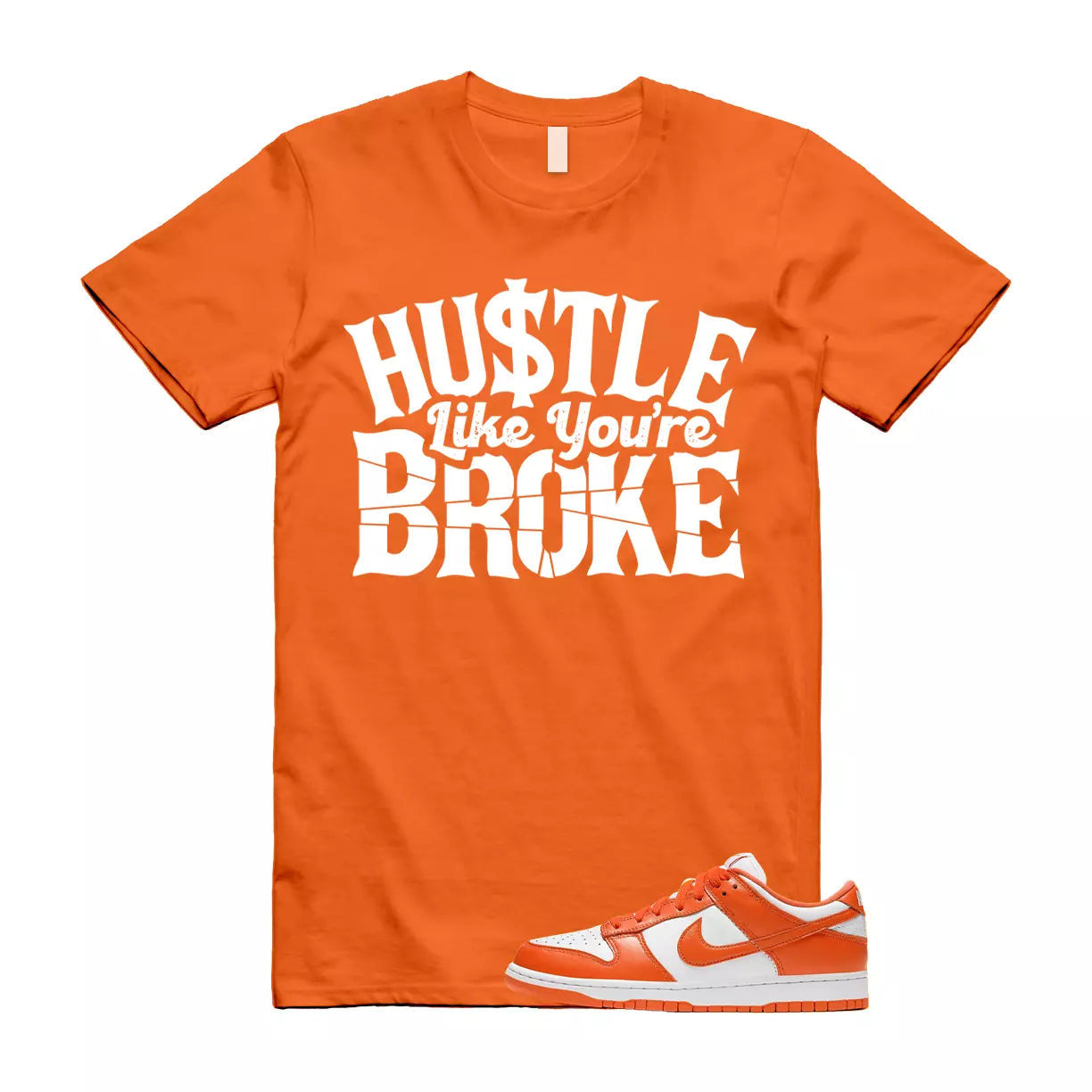 BROKE T Shirt to match Dunk Low SP Syracuse University Orange Blaze White Retro T-Shirt, Sneaker Match Tee