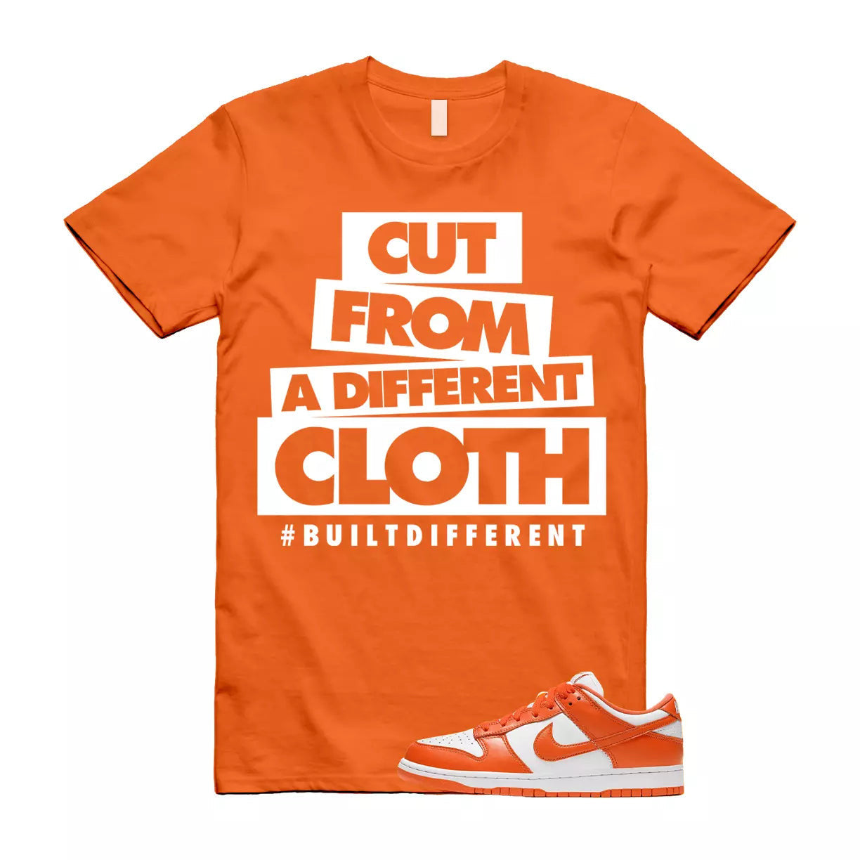 CLOTH T Shirt to match Dunk Low SP Syracuse University Orange Blaze White Retro T-Shirt, Sneaker Match Tee
