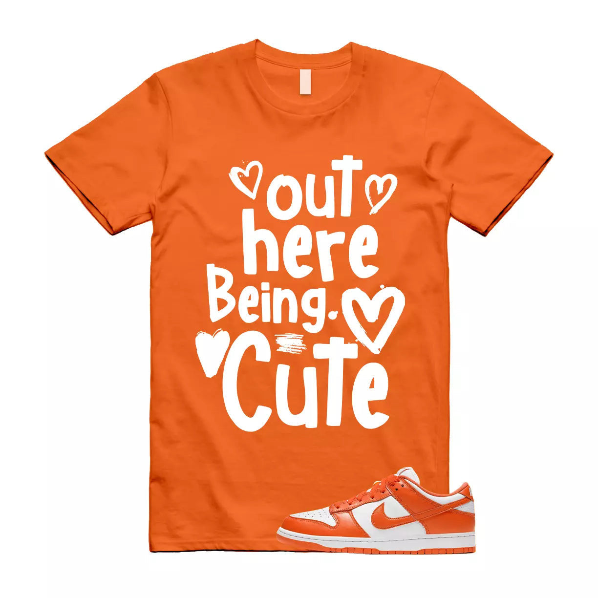 C2 T Shirt to match Dunk Low SP Syracuse University Orange Blaze White Retro T-Shirt, Sneaker Match Tee