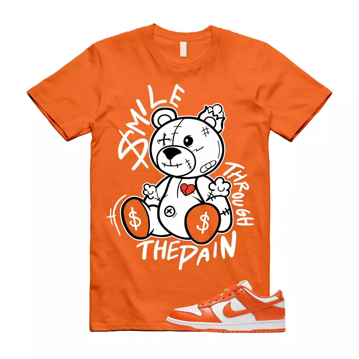 SM2 T Shirt to match Dunk Low SP Syracuse University Orange Blaze White Retro T-Shirt, Sneaker Match Tee