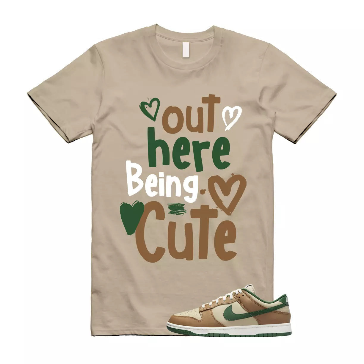 C2 T Shirt to match Dunk Low Tan Retro Rattan Gorge Green Sail Dark Driftwood T-Shirt, Sneaker Match Tee