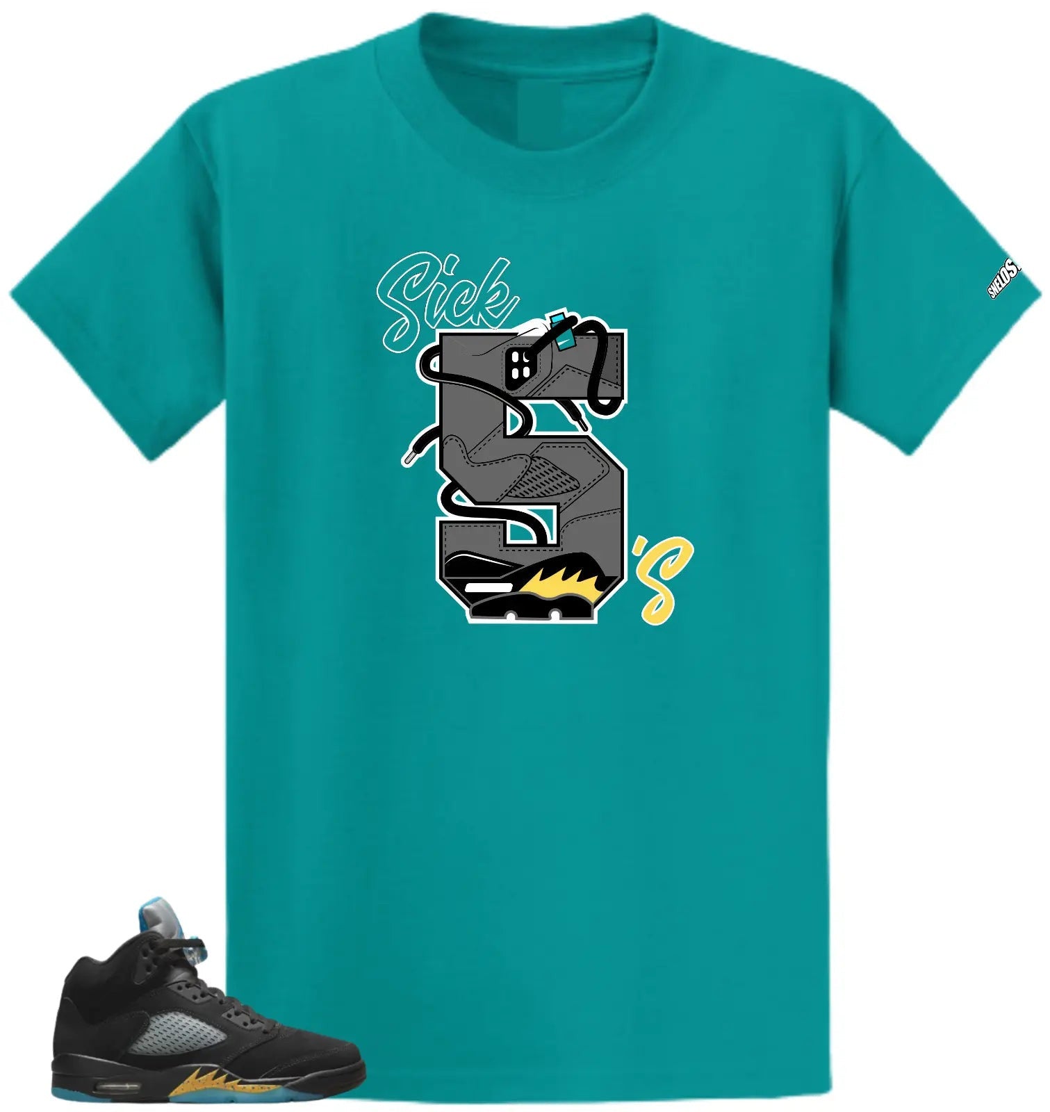Shirt To Match Air Jordan Retro 5 Aqua Sick 5s Air Sneaker Tees T-Shirt, Sneaker Match Tee