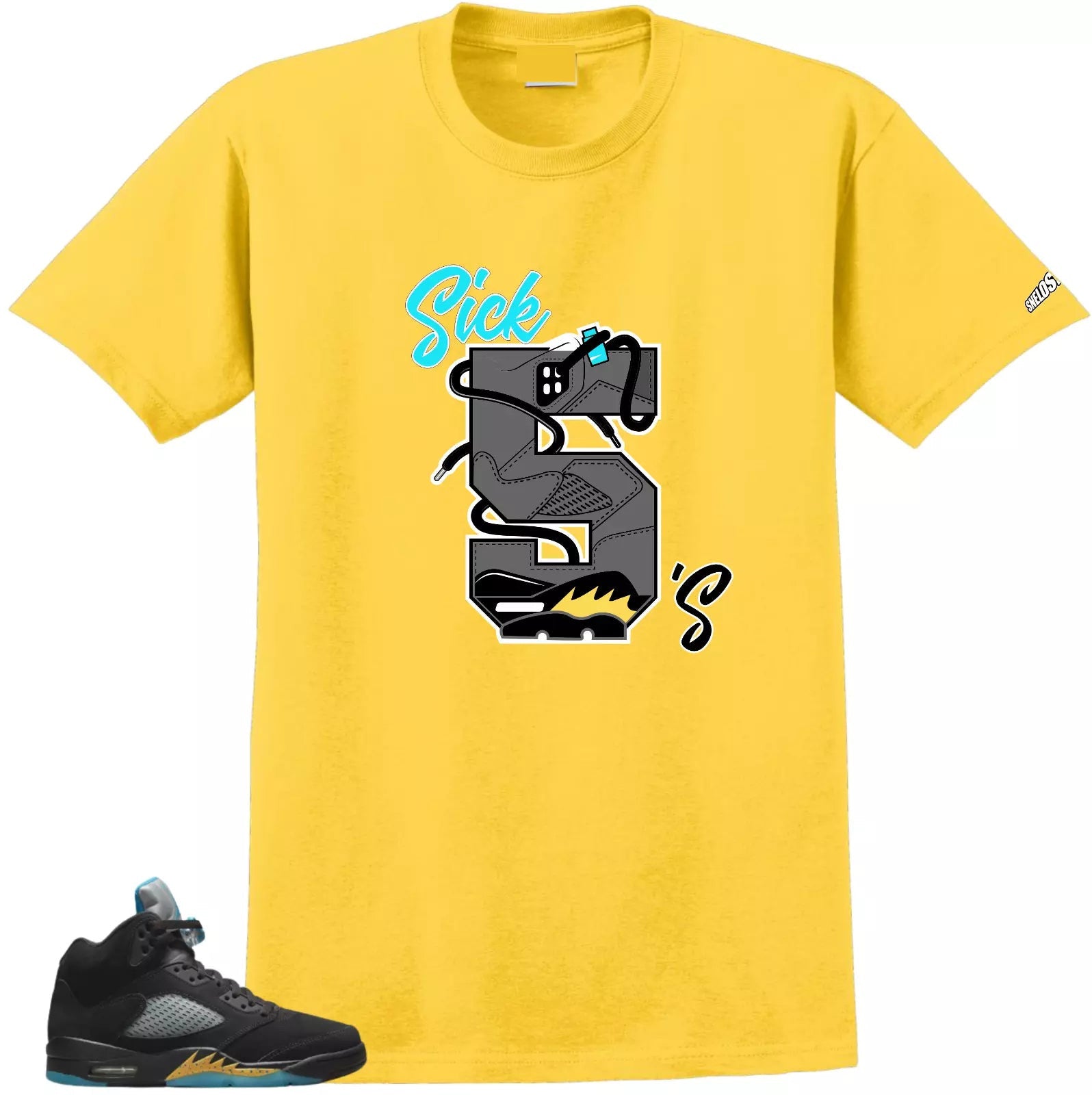 Shirt To Match Air Jordan Retro 5 Aqua Sick 5s Air Sneaker Tees T-Shirt, Sneaker Match Tee