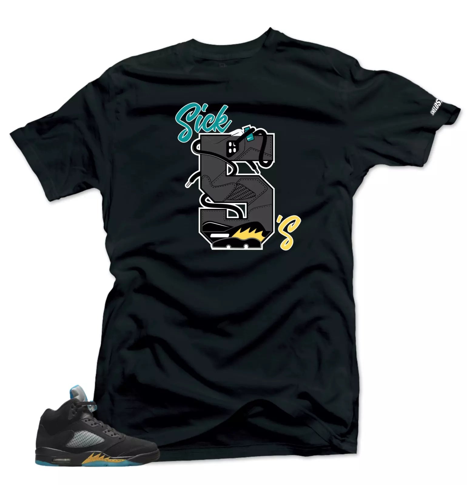 Shirt To Match Air Jordan Retro 5 Aqua Sick 5s Air Sneaker Tees T-Shirt, Sneaker Match Tee