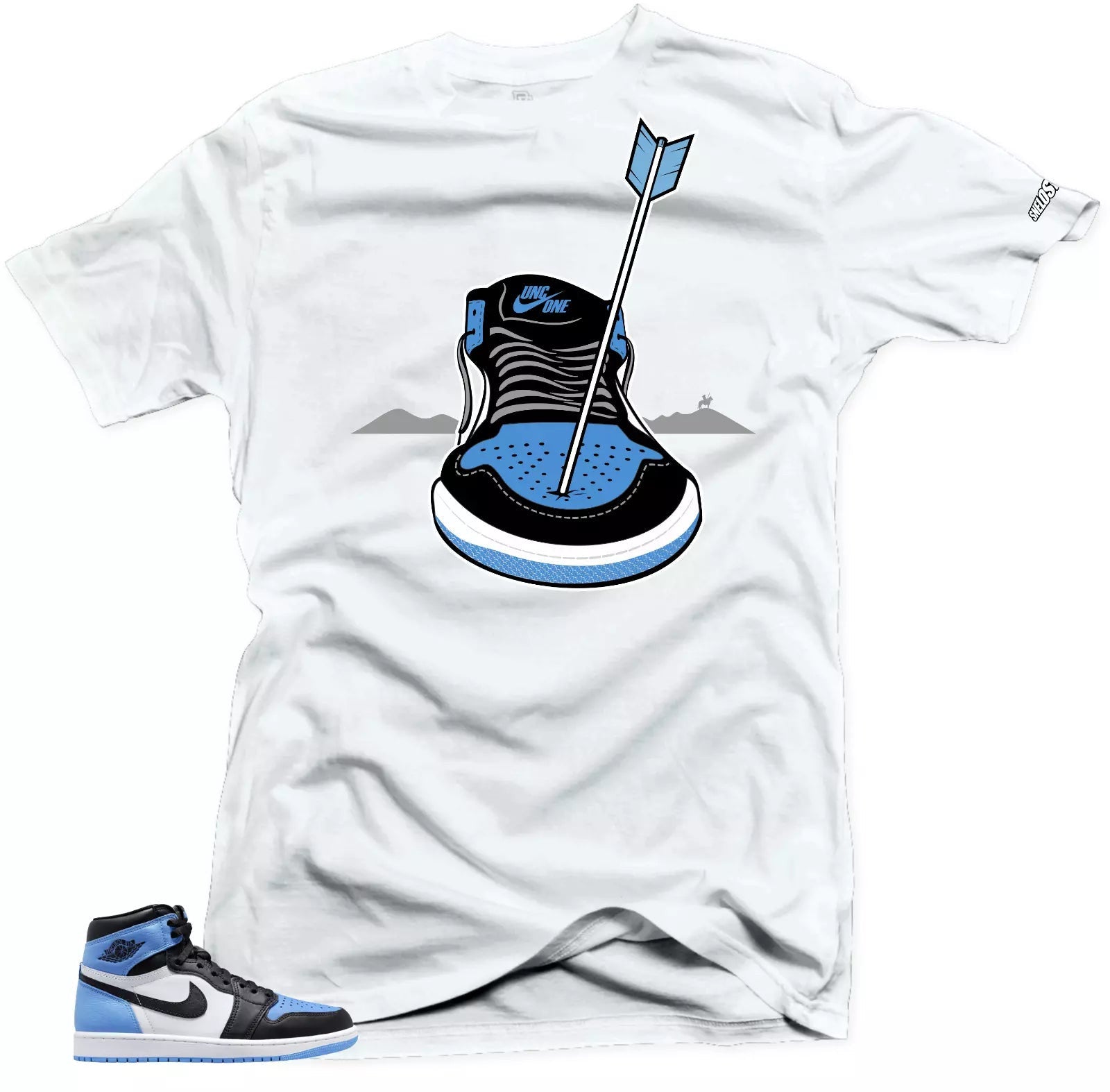 Shirt To Match Jordan 1 UNC Toe Arrows Sneaker tee T-Shirt, Sneaker Match Tee