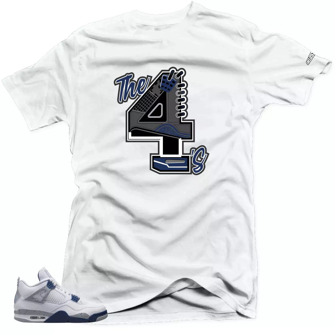Shirt to Match Jordan 4 Retro White Midnight Navy The 4's T-Shirt, Sneaker Match Tee