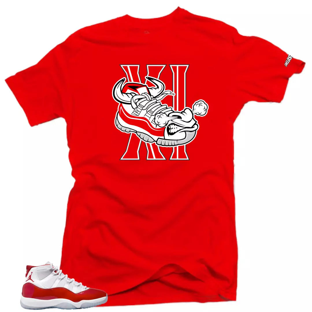 Shirt To Match Jordan 11 Cherry Varsity Red - BULL Air Sneaker Tees T-Shirt, Sneaker Match Tee
