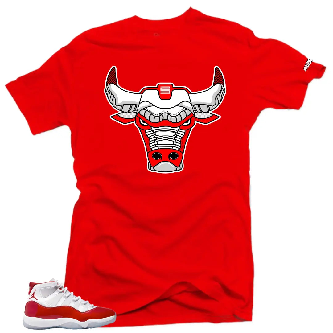 Shirt To Match Jordan 11 Cherry Varsity Red - Bull Air Sneaker Tees T-Shirt, Sneaker Match Tee