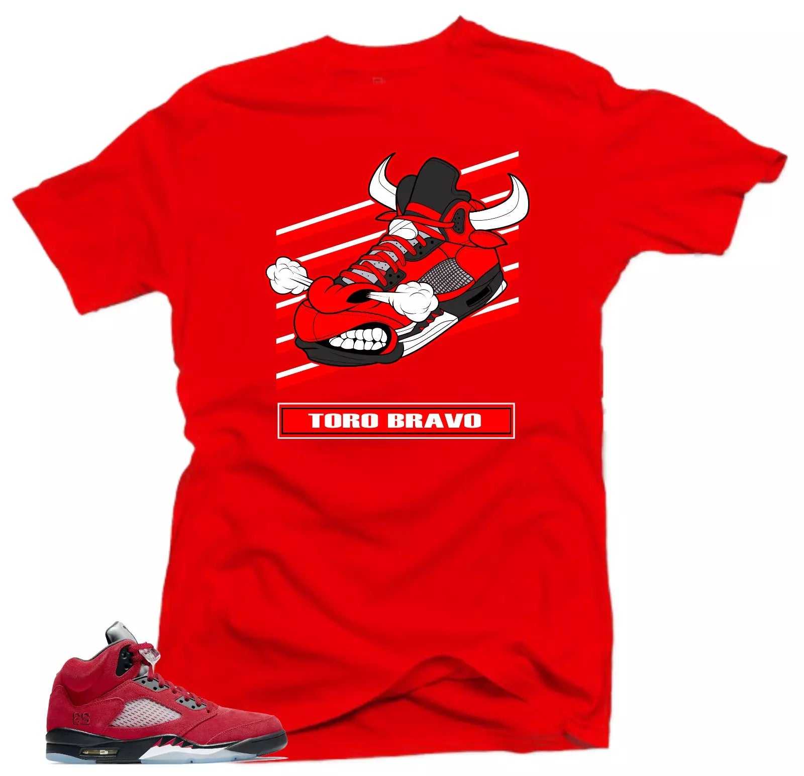Shirt to Match Jordan Retro 5 Raging Bull Sneaker Shirts -Toro Bravo Red Tees T-Shirt, Sneaker Match Tee