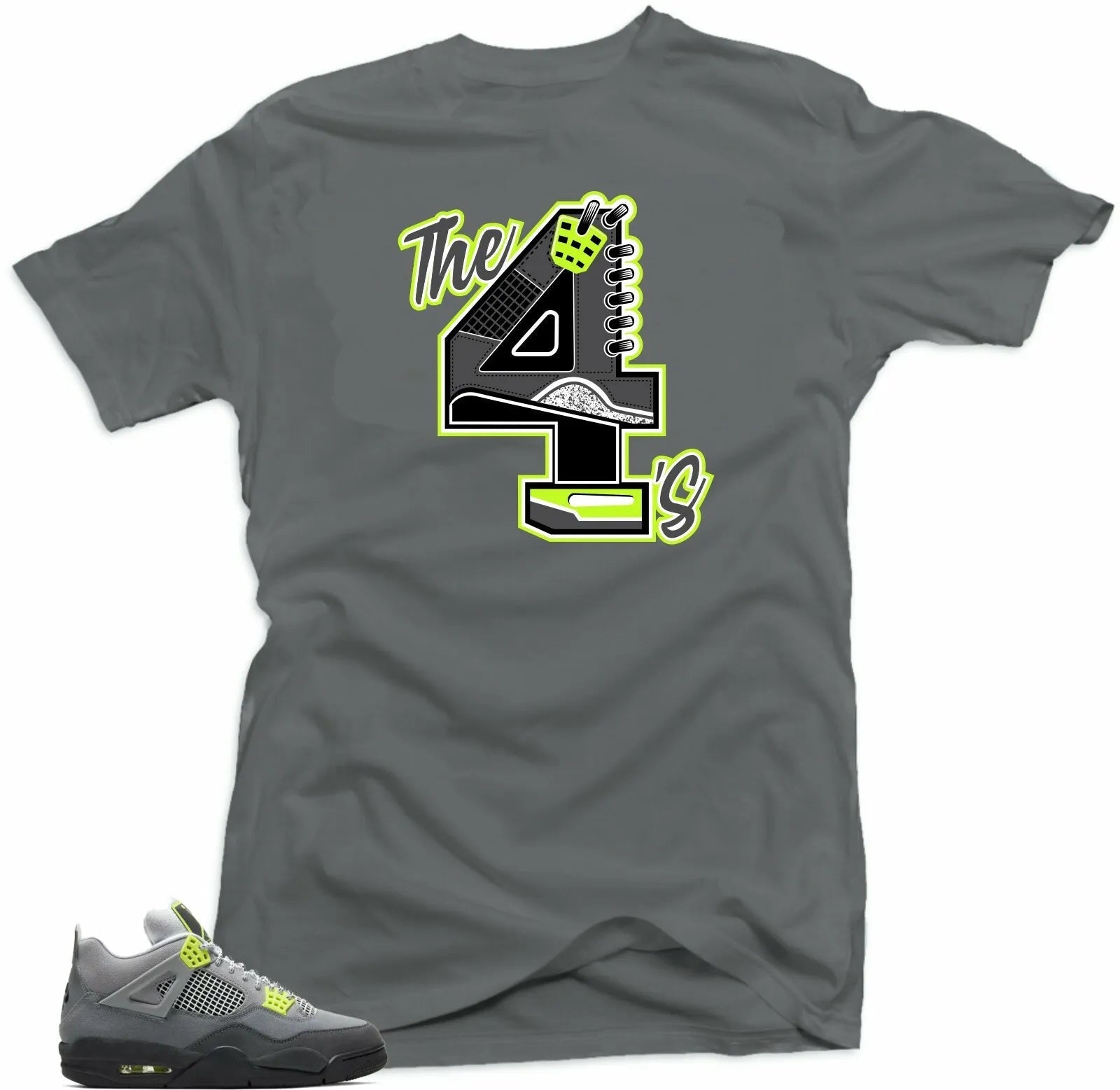Jordan Retro 4 Neon Match Shirts - The 4's Tees T-Shirt, Sneaker Match Tee