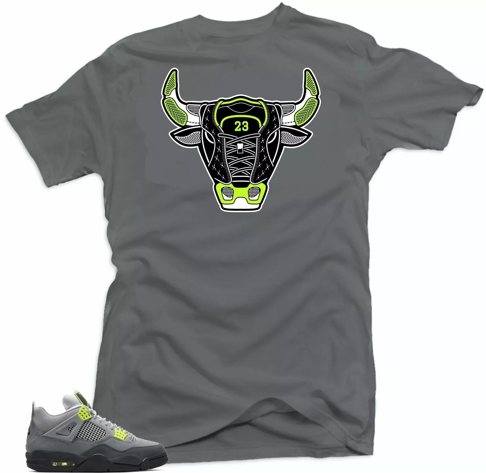 Jordan Retro 4 Neon Match Shirts - The Bull 4 Tees T-Shirt, Sneaker Match Tee