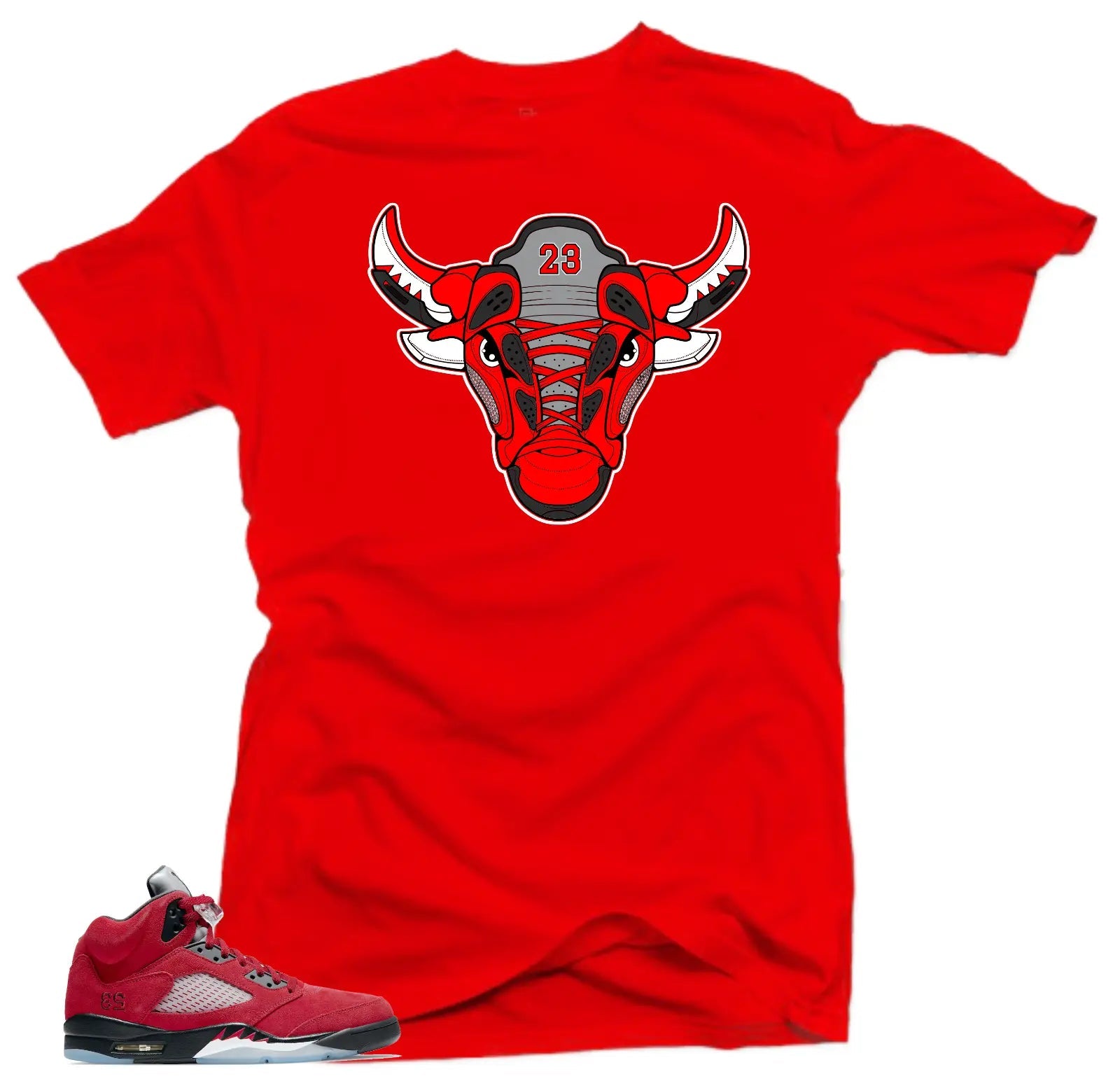 Shirt to Match Jordan Retro 5 Raging Bull Sneaker Shirts - Bull Red Tees T-Shirt, Sneaker Match Tee