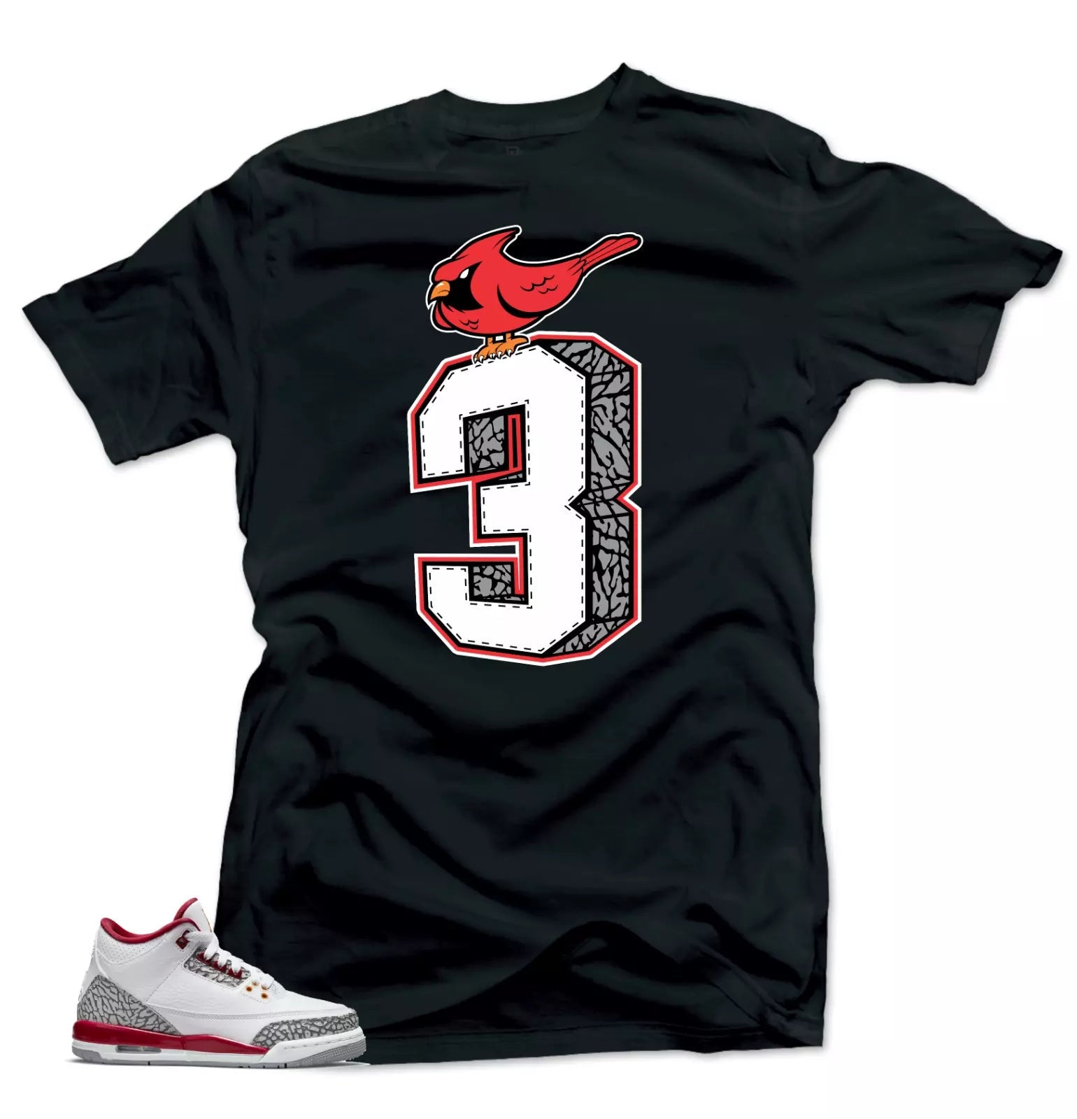 Shirt To Match Jordan 3 Cardinal Red Sneakers - Cardinal 3 Sneaker Tees T-Shirt, Sneaker Match Tee