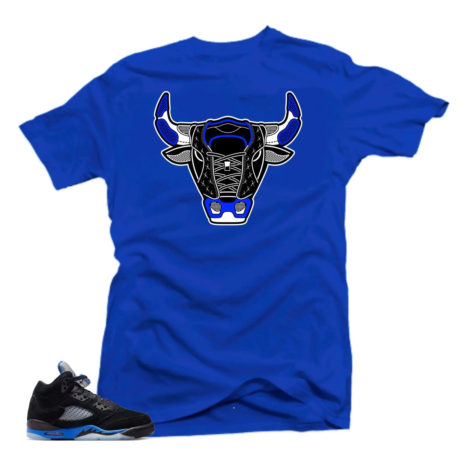 Shirts to Match Jordan 5 Racer Blue Sneakers.Bull 5 Tees T-Shirt, Sneaker Match Tee