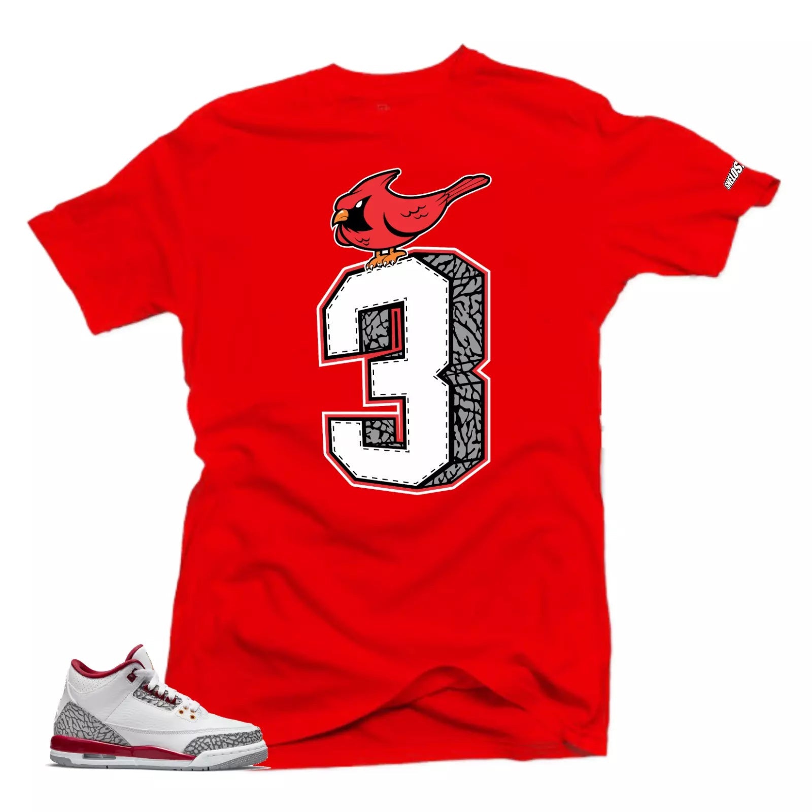 Shirt To Match Jordan 3 Cardinal Red Sneakers - Cardinal 3 Sneaker Tees T-Shirt, Sneaker Match Tee