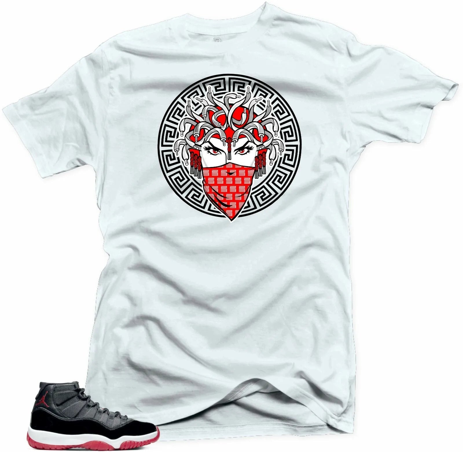 Shirt To Match Jordan 11 Bred 2019 - Medusa 11 White Tee T-Shirt, Sneaker Match Tee