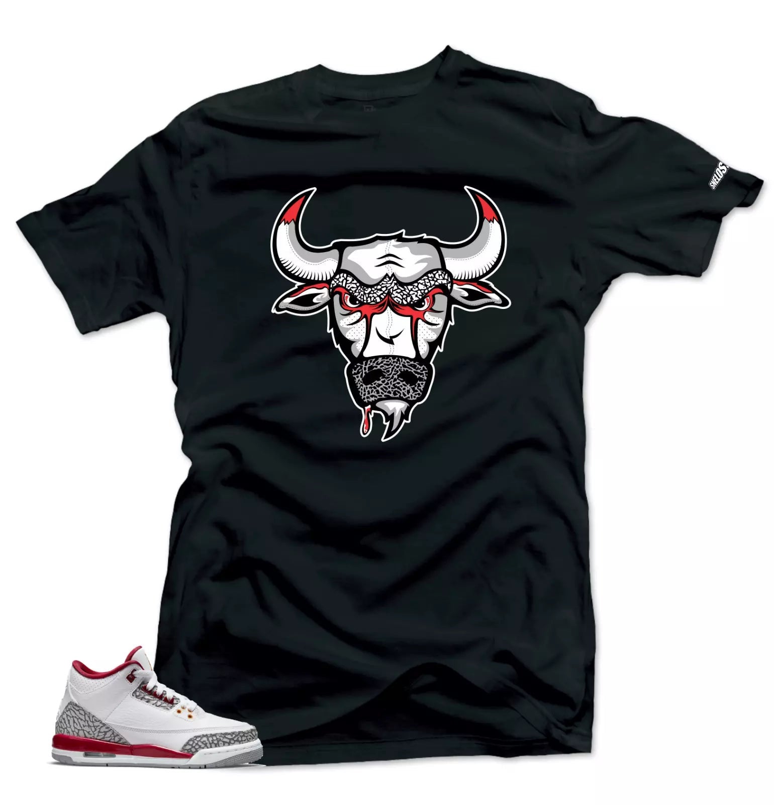 Shirt To Match Jordan 3 Cardinal Red Sneakers -Bull 3 Sneaker Tees T-Shirt, Sneaker Match Tee