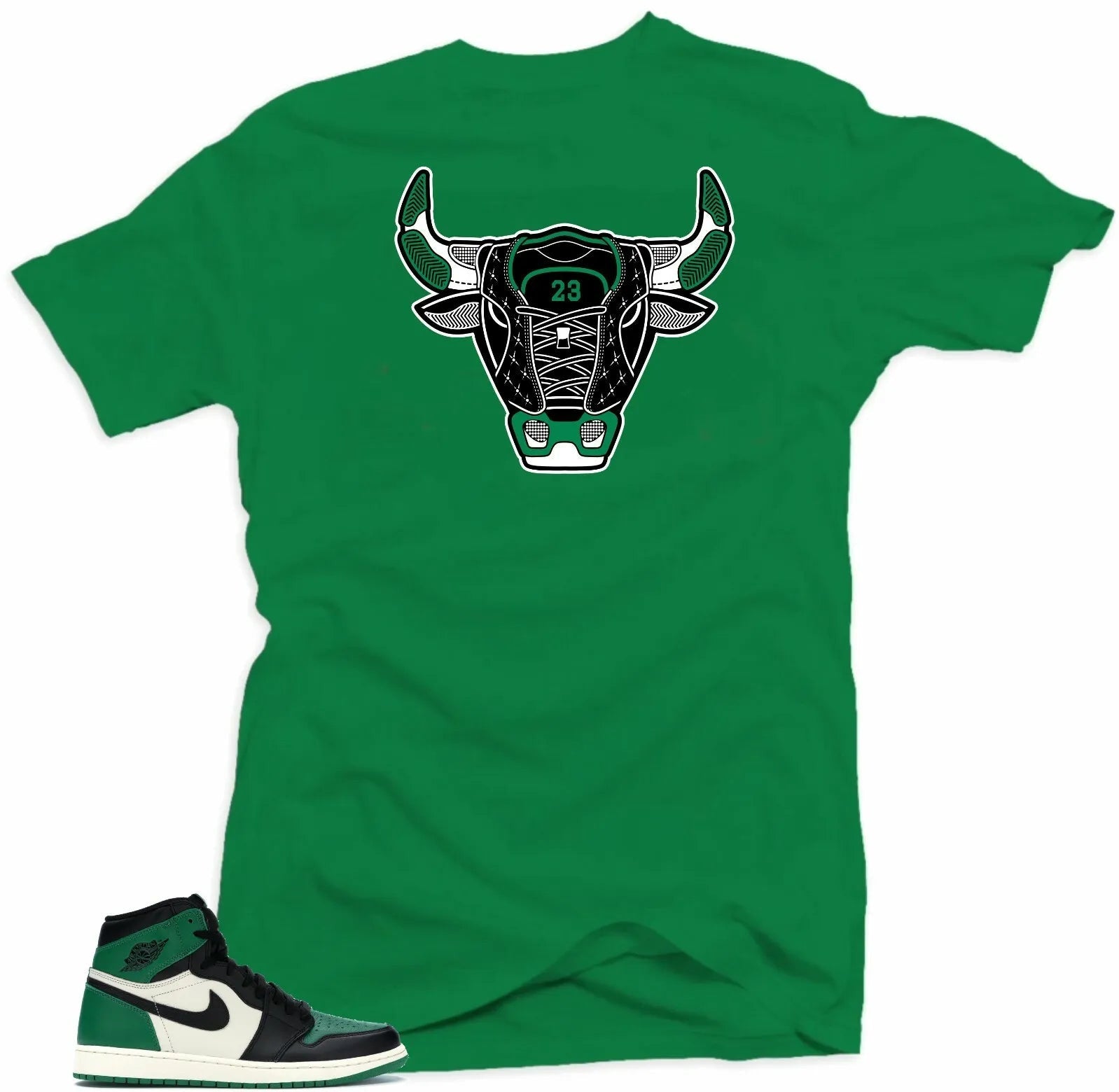 Shirt to Match Jordan Retro 1 Pine Green 2020- Bull 1 Green T-Shirt, Sneaker Match Tee