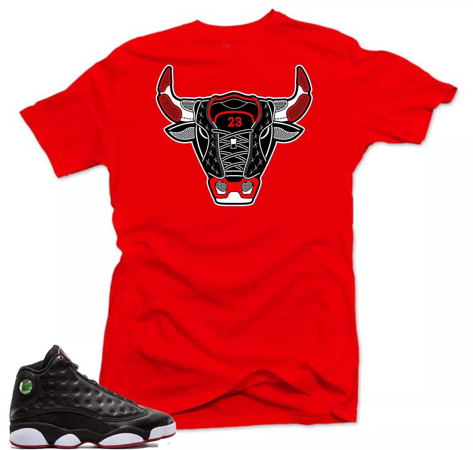Shirt to match Air Jordan Retro 13 Playoffs 2017 sneakers Bull 13.Red Tee T-Shirt, Sneaker Match Tee