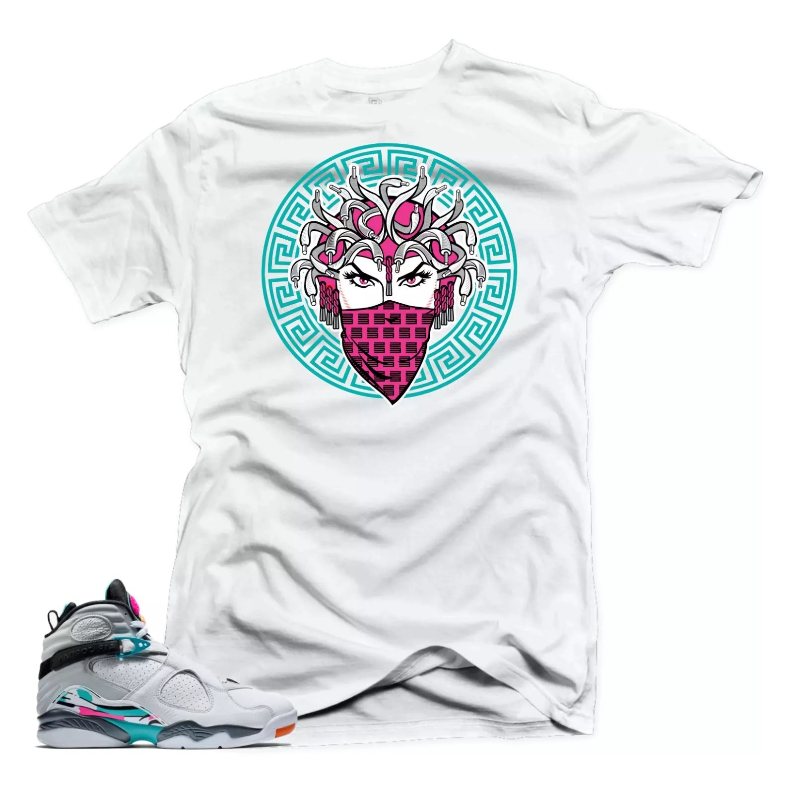Shirt to Match Jordan 8 South Beach-Medusa 8 White Tee T-Shirt, Sneaker Match Tee